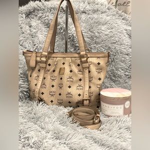 Cute Authentic Vintage MCM Beige Visetos  Coated Canvas 2 way bag - SMALL